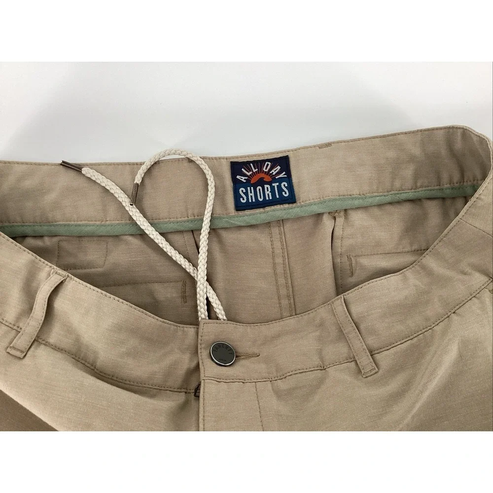 Faherty All Day Shorts Mens 36 Beige Chino Drawstring Stretch Travel